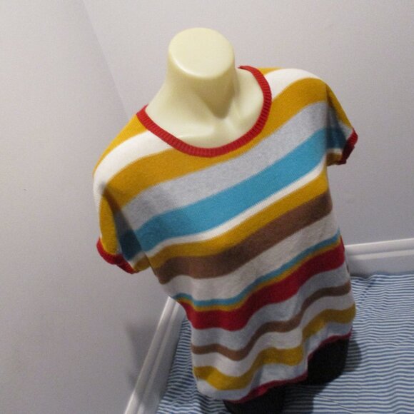 Colorful Striped Knit Tee by Elena Wang 🌈 Size L - Picture 5 of 5